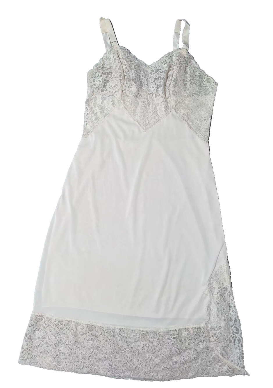 Vintage Aristocraft by Superior Baby Pink Lace Trim Full Slip Dress Made in USA